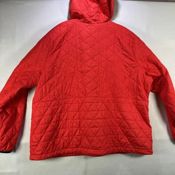 L.L. Bean Jacket Womens 2X Red Quilted Hooded 1/2 Zip Anorak Pullover PrimaLoft - Picture 8 of 8